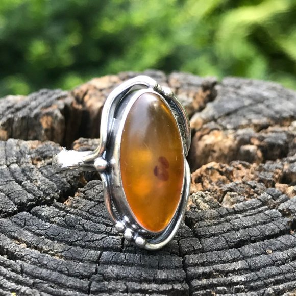 Baltic amber 925 sterling silver handmade rare vintage ring - Picture 2 of 4